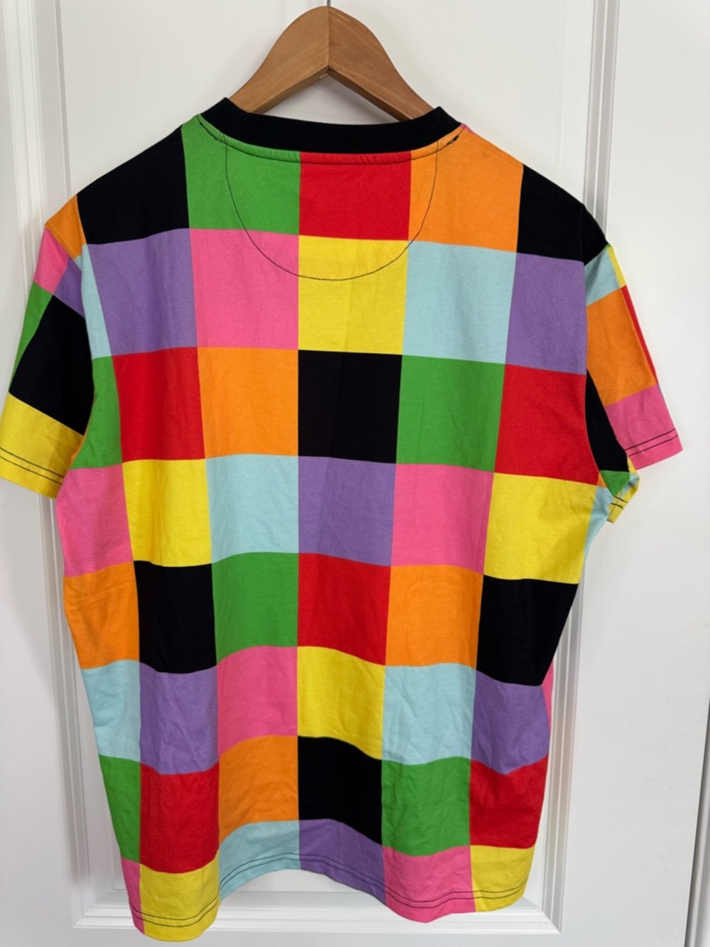 Teddy Fresh Colorblock Patchwork Tee Rainbow Checkerboard Streetwear S - Picture 7 of 9